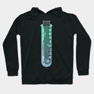 Space Cat - Alien in Test Tube Green Hoodie